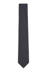 Micro-patterned tie in silk jacquard, Dark Blue