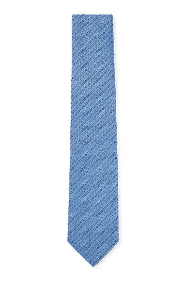 Micro-patterned tie in silk jacquard, Light Blue
