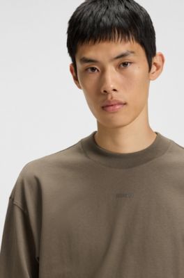 Logo-print T-shirt in cotton jersey, Brown
