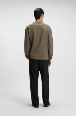 T-shirt Relaxed en jersey de coton &agrave; logo imprim&eacute;, Marron