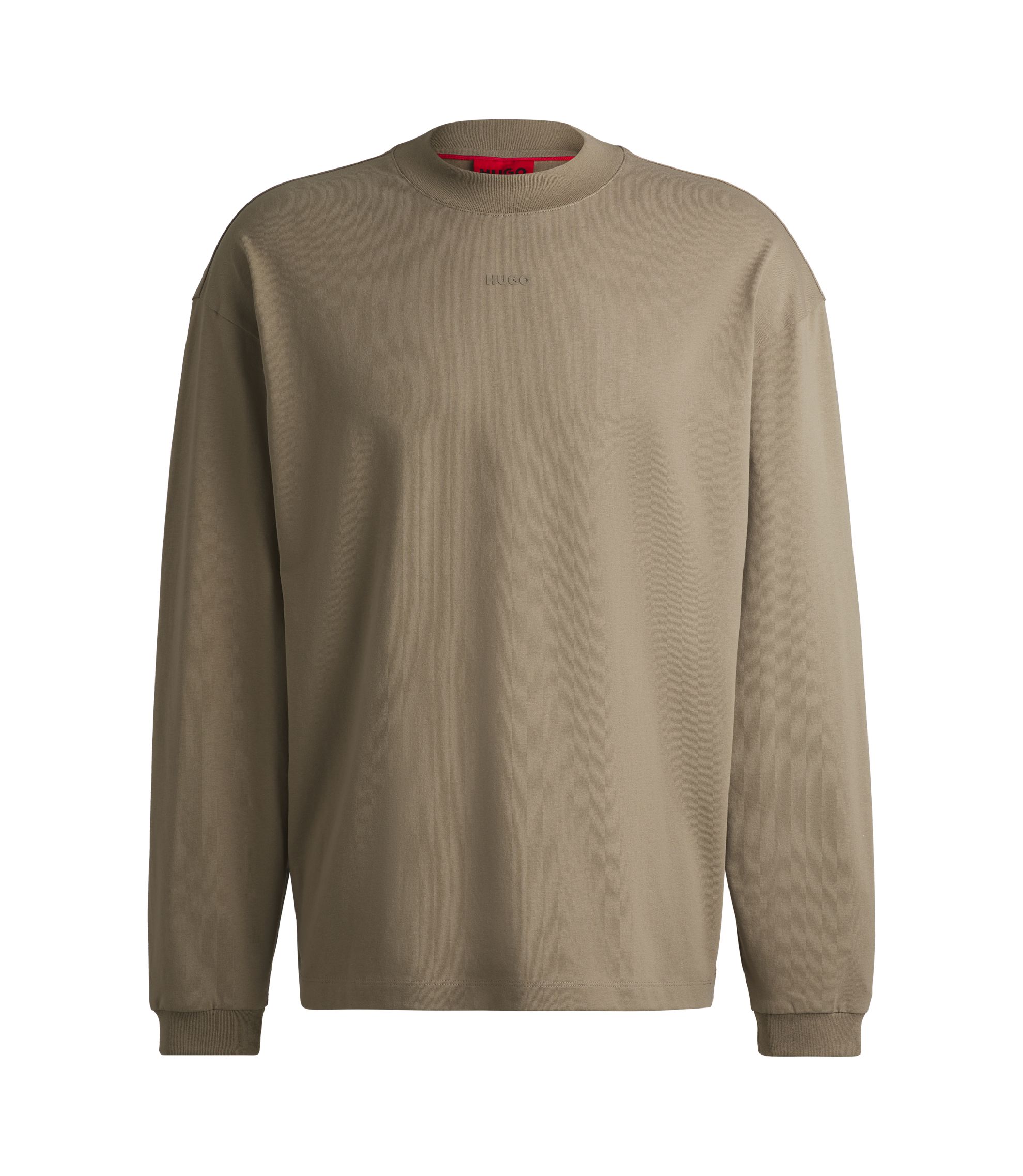 HUGO - Logo-print T-shirt in cotton jersey - Brown