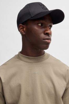 Camiseta relaxed fit en punto de algod&oacute;n con logo estampado, Marr&oacute;n