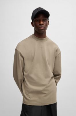 Logo-print T-shirt in cotton jersey, Brown