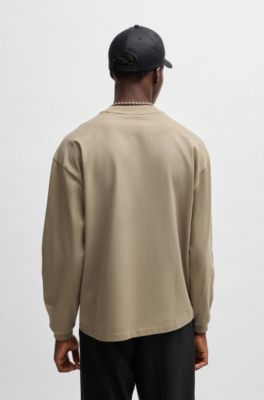 Camiseta relaxed fit en punto de algod&oacute;n con logo estampado, Marr&oacute;n