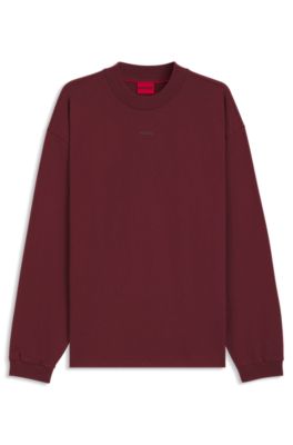 T-shirt Relaxed en jersey de coton &agrave; logo imprim&eacute;, Rouge sombre