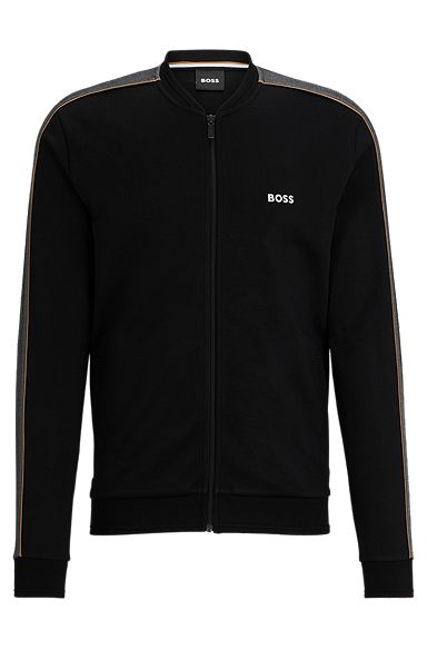  Zip-up jacket with embroidered logo, Black