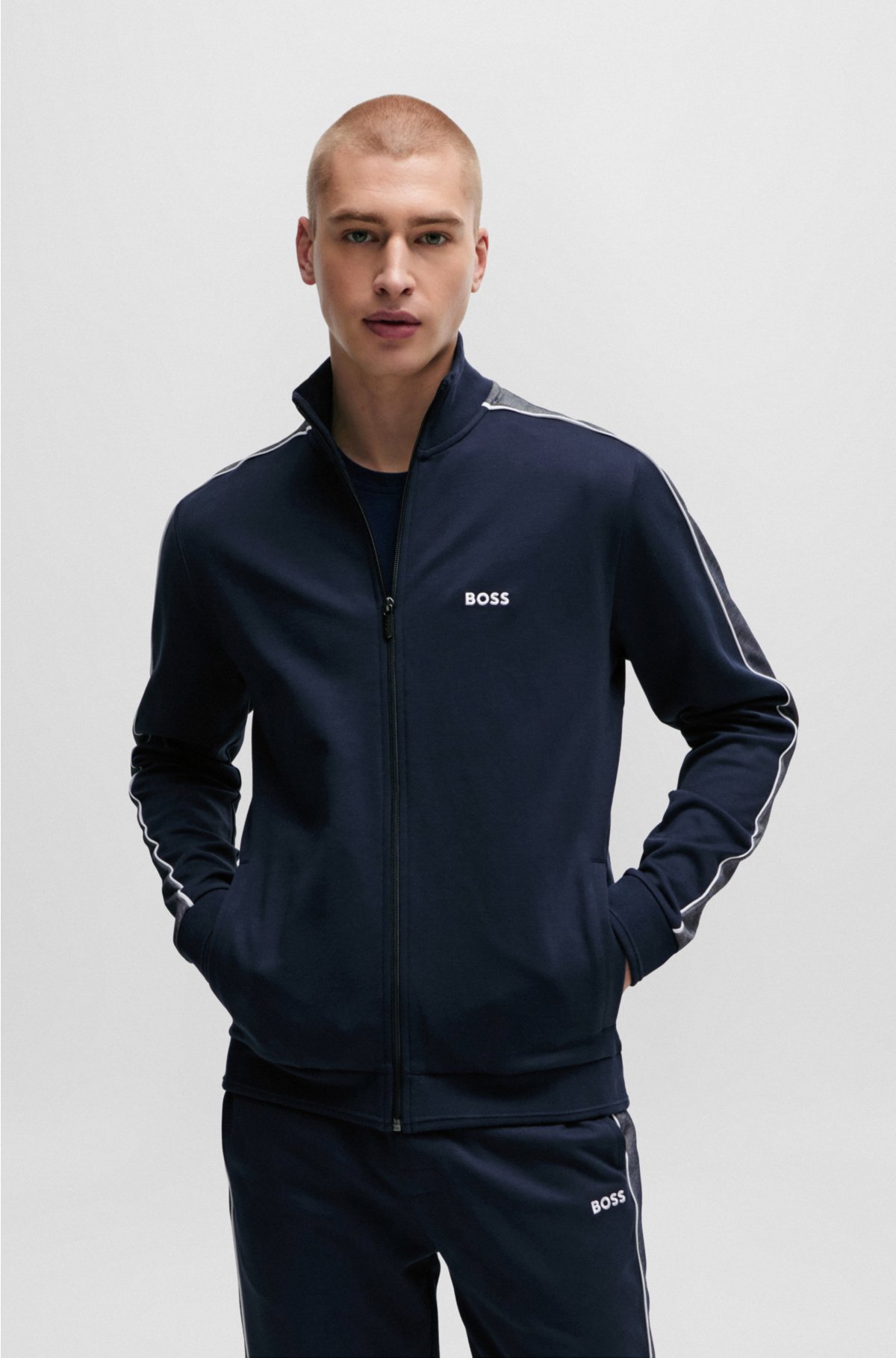 BOSS - Zip-up jacket with embroidered logo