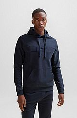 Cotton-terry regular-fit hoodie with embroidered logo, Dark Blue