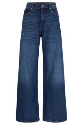 Hugo Baggy-fit Jeans In Blue Vintage-wash Denim