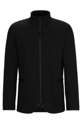 Shop Hugo Extra-slim-fit Zip-up Jacket In Stretch Jersey In Black