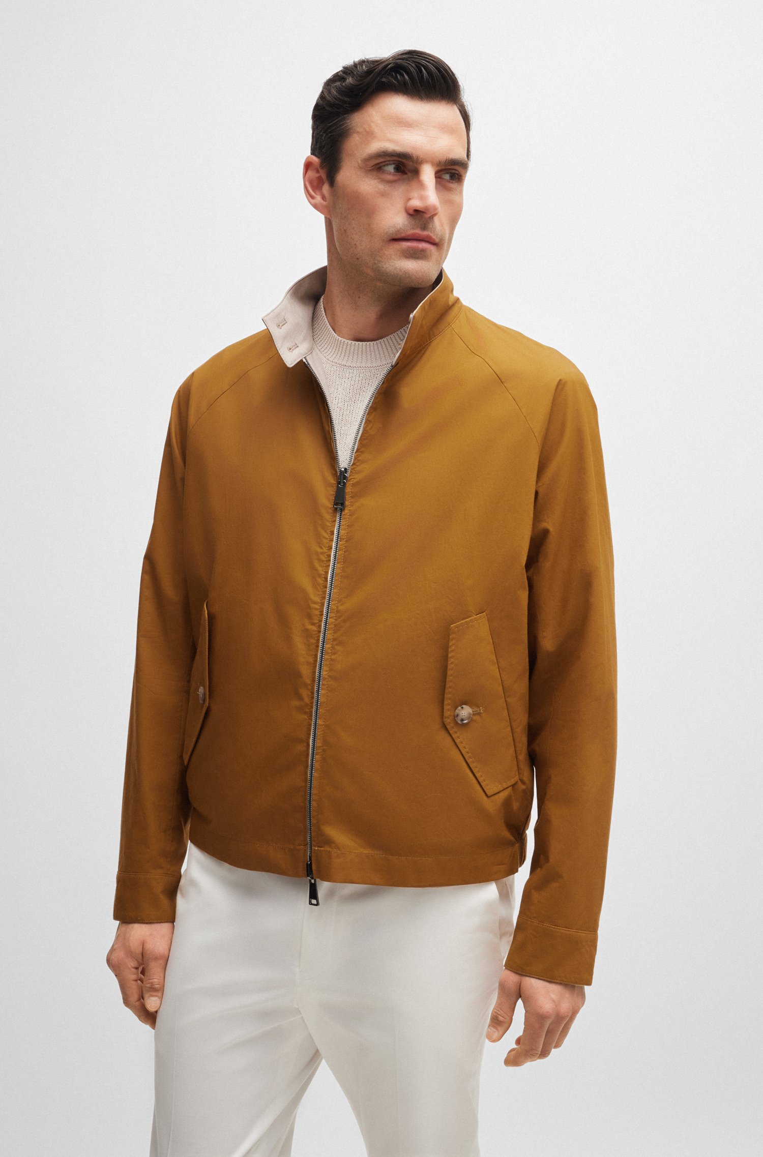 Reversible Harrington jacket virgin wool and silk