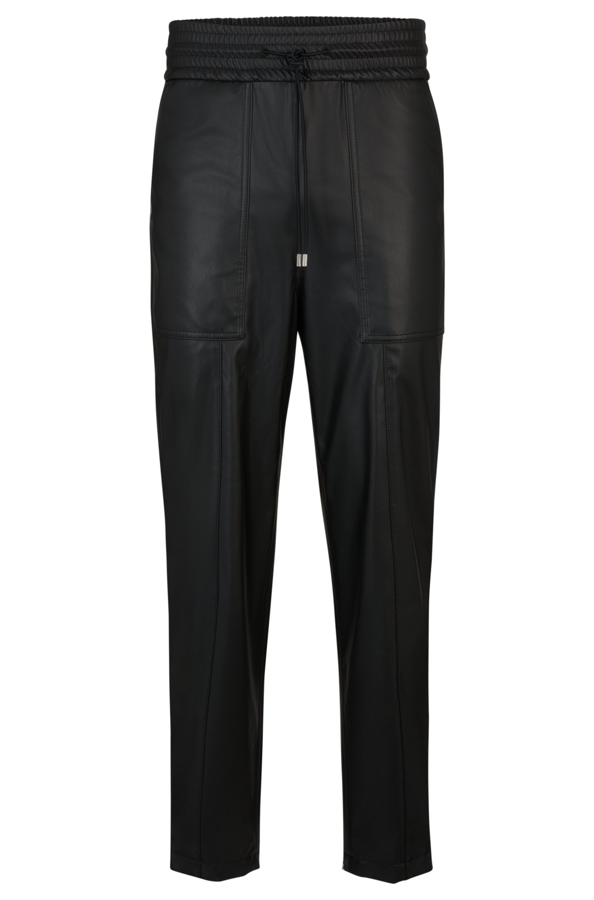 BOSS - Relaxed-fit pants in coated fabric with drawstring waist