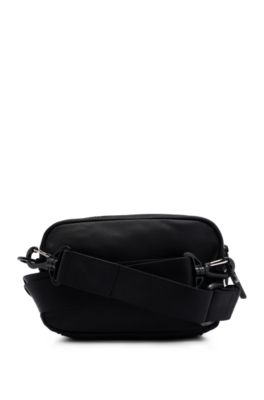 Cross-body bag with flame embroidery, Black