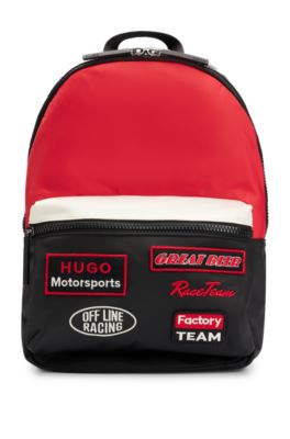 Sac &agrave; dos color block avec patchs de saison, Noir