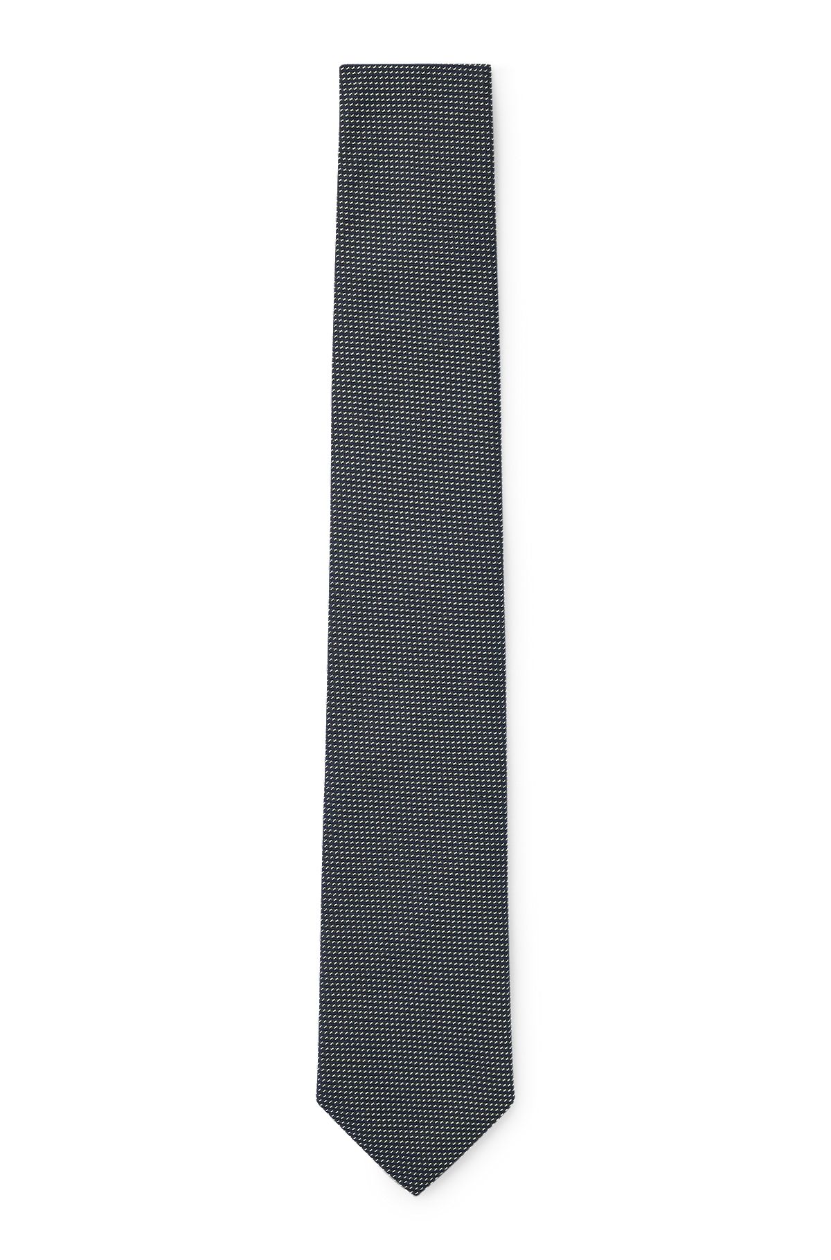 Silk-jacquard tie with all-over micro pattern, Dark Green