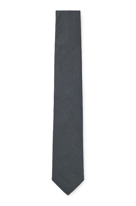 Silk-jacquard tie with all-over micro pattern, Dark Green