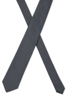 Silk-jacquard tie with all-over micro pattern, Dark Green