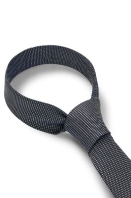 Silk-jacquard tie with all-over micro pattern, Dark Green