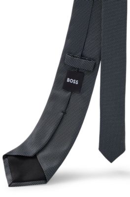 Silk-jacquard tie with all-over micro pattern, Dark Green