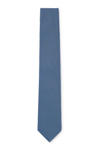 Cravate en jacquard de soie à micro motif intégral, Bleu