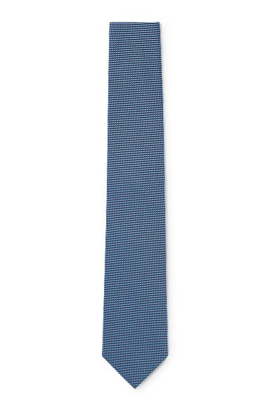 Cravate en jacquard de soie à micro motif intégral, Bleu