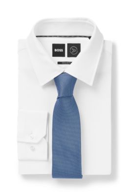 Silk-jacquard tie with all-over micro pattern, Blue