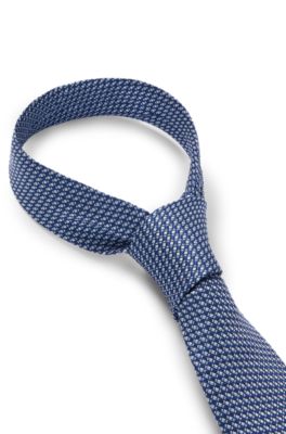 Silk-jacquard tie with all-over micro pattern, Light Blue