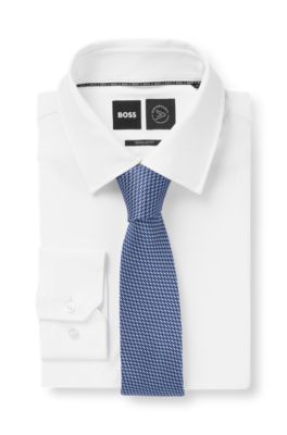 Silk-jacquard tie with all-over micro pattern, Light Blue