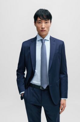 Silk-jacquard tie with all-over micro pattern, Light Blue