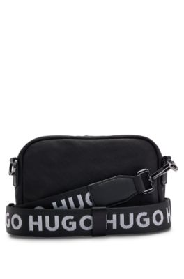 Cross-body bag with branded adjustable strap, Black