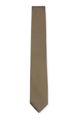 Hugo Boss Silk Jacquard Tie With All-over Pattern In Dark Green