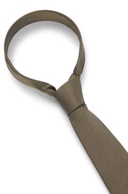 Silk jacquard tie with all-over pattern, Dark Green