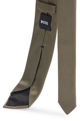 Silk jacquard tie with all-over pattern, Dark Green