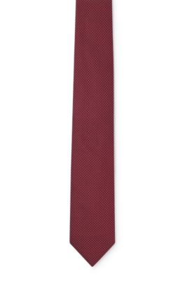 Hugo Boss Silk Jacquard Tie With All-over Pattern In Dark Pink