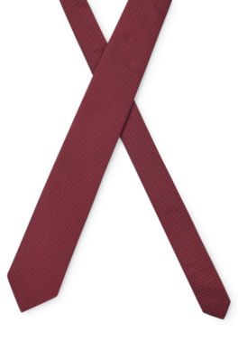 Silk jacquard tie with all-over pattern, Dark pink
