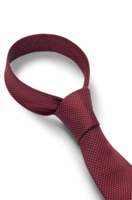 Silk jacquard tie with all-over pattern, Dark pink