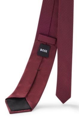 Silk jacquard tie with all-over pattern, Dark pink