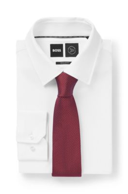 Silk jacquard tie with all-over pattern, Dark pink