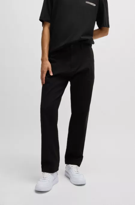 Regular-fit trousers in cotton twill with signature label
