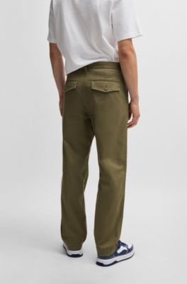 Regular-fit trousers in cotton twill with signature label, Light Green