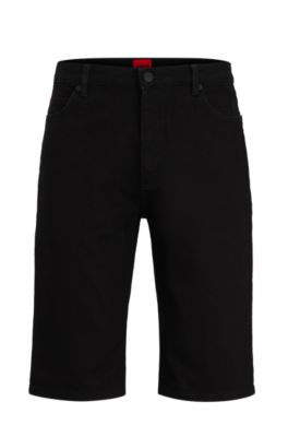 Shop Hugo Tapered-fit Shorts In Black Salt-and-pepper Denim