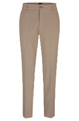Regular-fit trousers in patterned stretch cotton, Beige