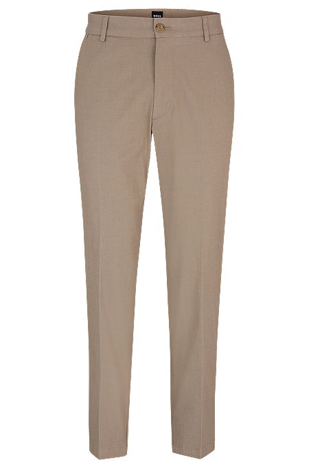 Regular-fit trousers in patterned stretch cotton, Beige