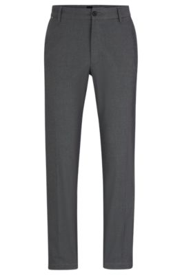 Shop Hugo Boss Regular-fit Trousers In Patterned Stretch Cotton In Dark Blue