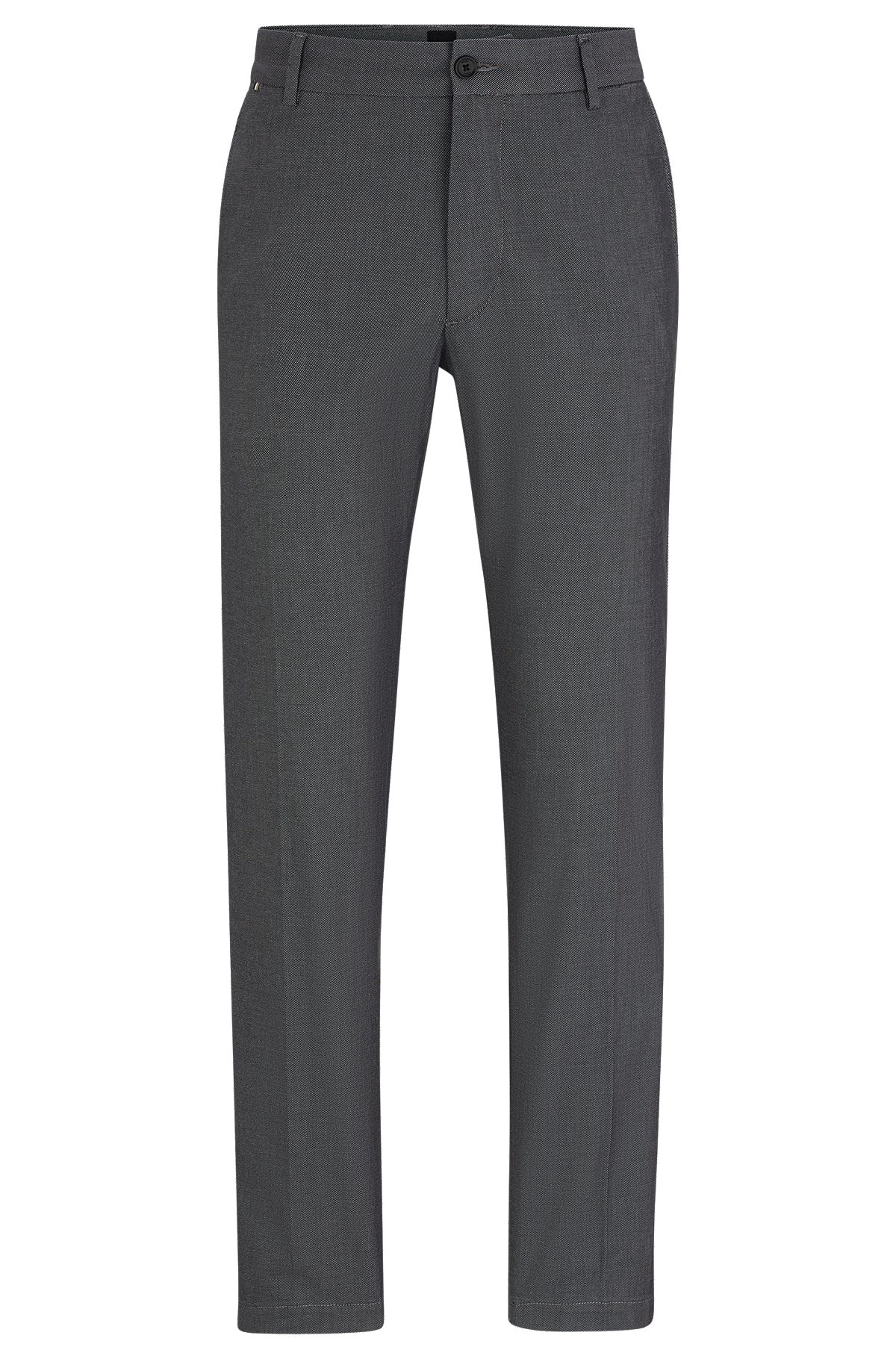 Regular-fit trousers in patterned stretch cotton, Dark Blue