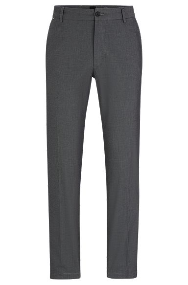 Regular-fit trousers in patterned stretch cotton, Dark Blue