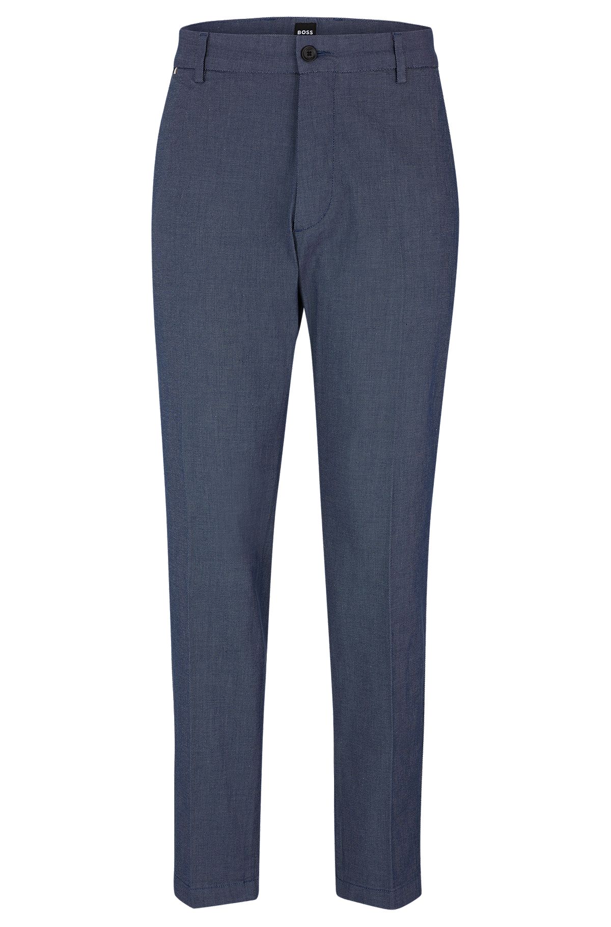 Regular-fit trousers in patterned stretch cotton, Light Blue