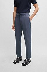 Regular-fit trousers in patterned stretch cotton, Light Blue