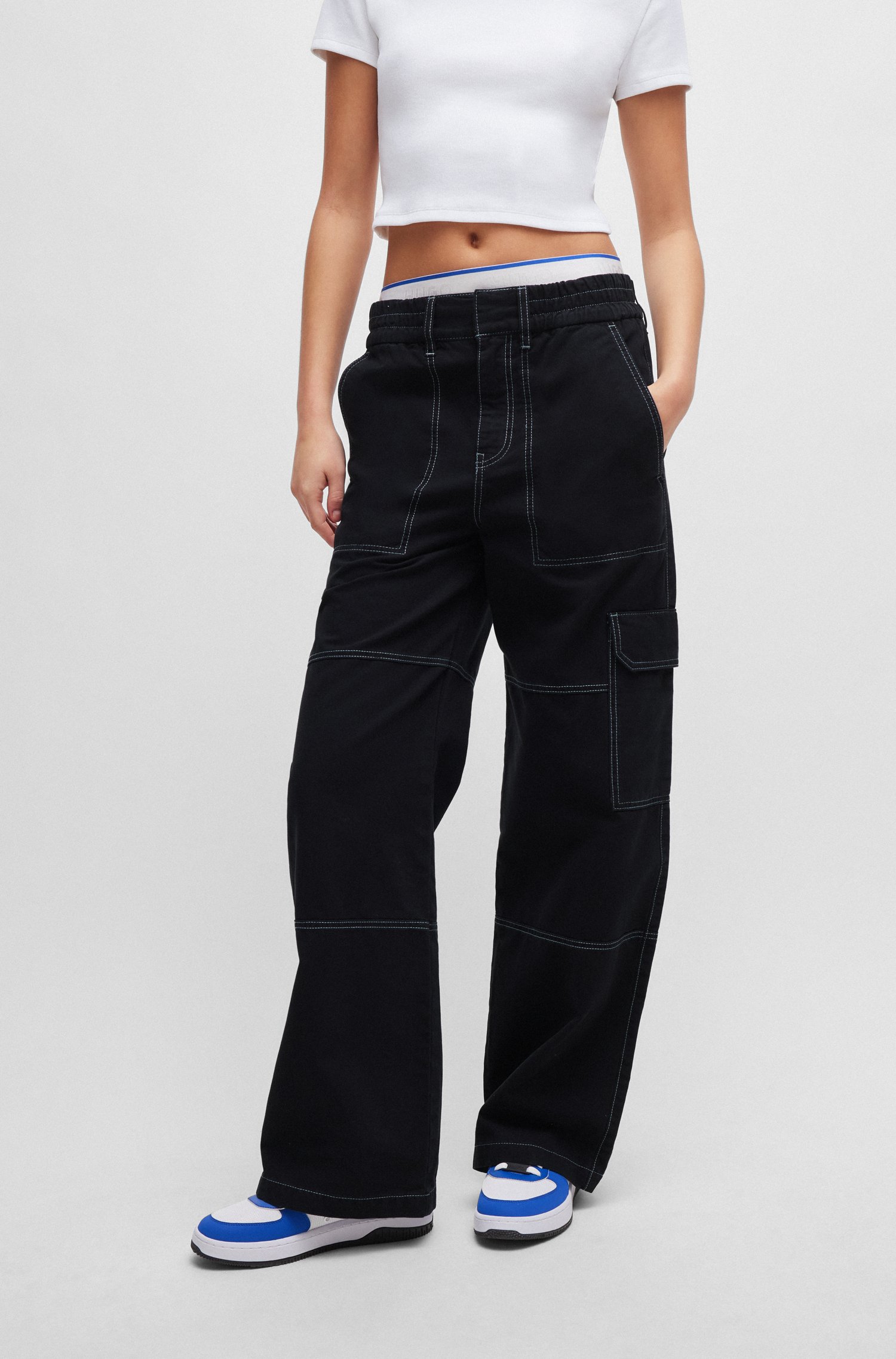 Relaxed-fit cargo trousers cotton