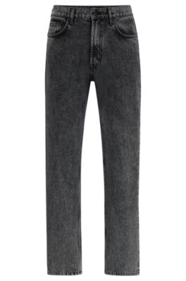 Shop Hugo Regular-fit Regular-rise Jeans In Gray Denim In Dark Grey